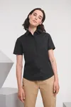 Ladies Short Sleeve Easy Care Oxford Shirt Black
