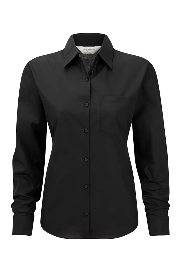 Ladies' Ls Polycotton Popelinehemd Black