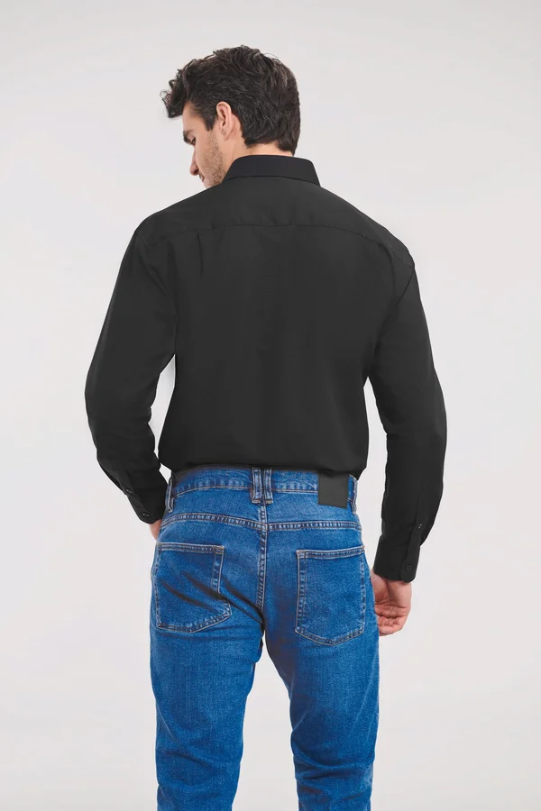 Men's Ls Polycotton Popelinehemd Black