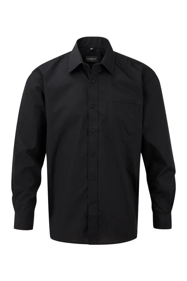 Men's Ls Polycotton Popelinehemd Black