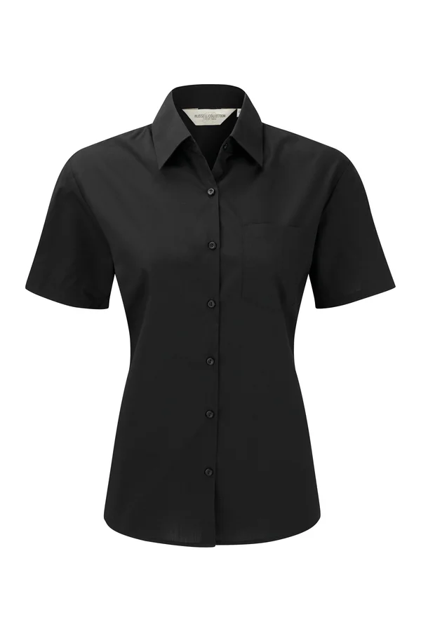 Ladies' Ss Polycotton Popelinehemd Black