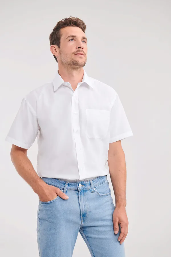 Men's Short-Sleeved Polycotton Poplin Shirt