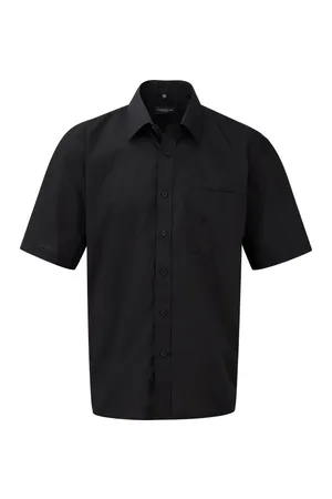 Men's Ss Polycotton Popelinehemd Black