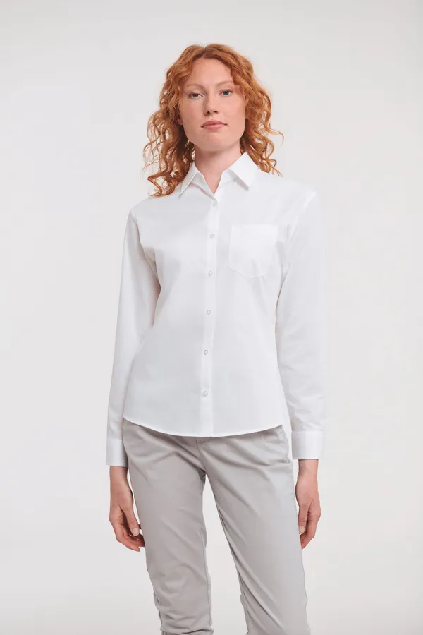 Ladies' Long-Sleeved Pure Cotton Poplin Shirt