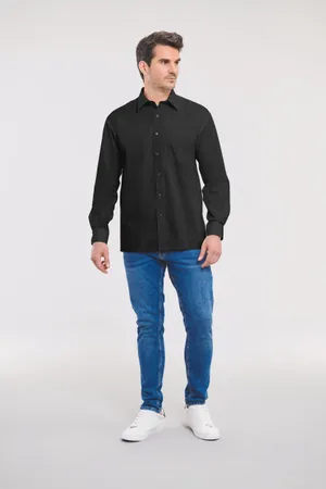 Men's Ls Pure Cotton Easy Care Poplin Shirt Black