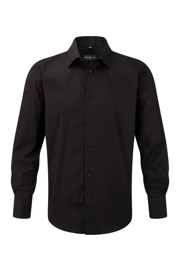 Men's Long Sleeve Easy Care Fitted Shirt Black