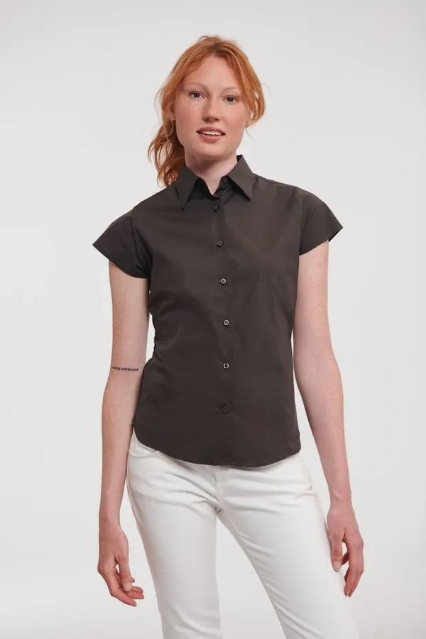 Ladies´ Short Sleeve Fitted Stretch Shirt