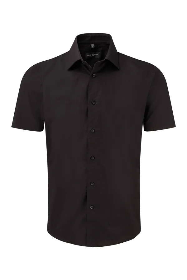 Men's Short Sleeve Easy Care Fitted Shirt Black