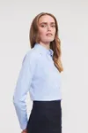 Ladies Long Sleeve Herringbone Shirt Light Blue