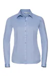 Ladies Long Sleeve Herringbone Shirt Light Blue