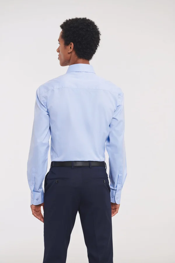 Men's Long Sleeve Herringbone Shirt Light Blue