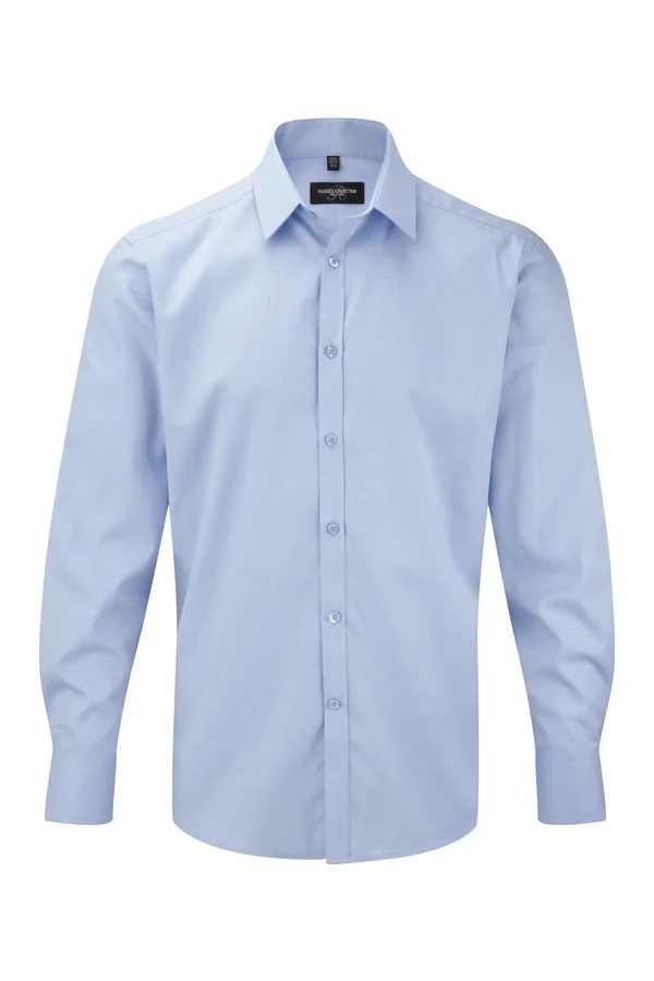 Men's Long Sleeve Herringbone Shirt Light Blue