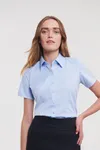 Ladies Short Sleeve Herringbone Shirt Light Blue