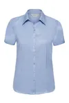 Ladies Short Sleeve Herringbone Shirt Light Blue