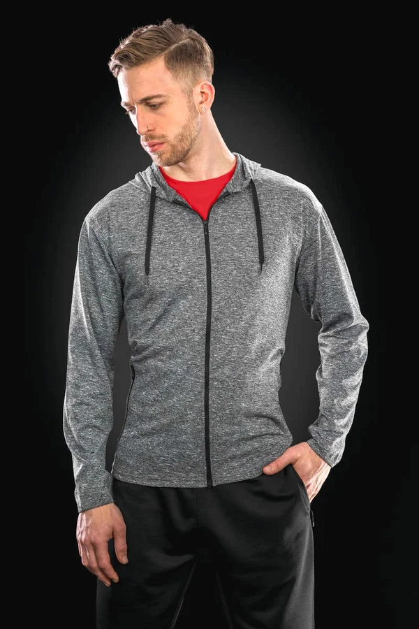 Mens hooded tee-jacket Grey / Black