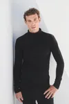 Men's Feel Good Stretch Roll Neck Top Black