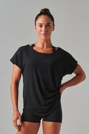 Scoop neck damen-T-Shirt Black