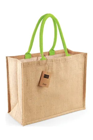 Jute classic shopper Natural / Lime Green
