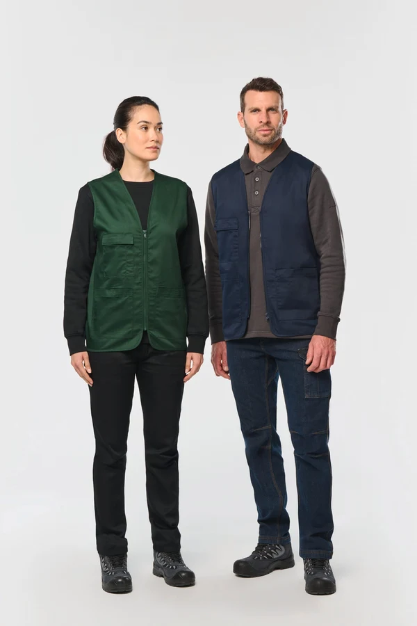 Unisex-Weste aus Baumwollpolyester mit mehreren Taschen