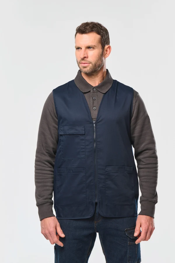 Unisex-Weste aus Baumwollpolyester mit mehreren Taschen