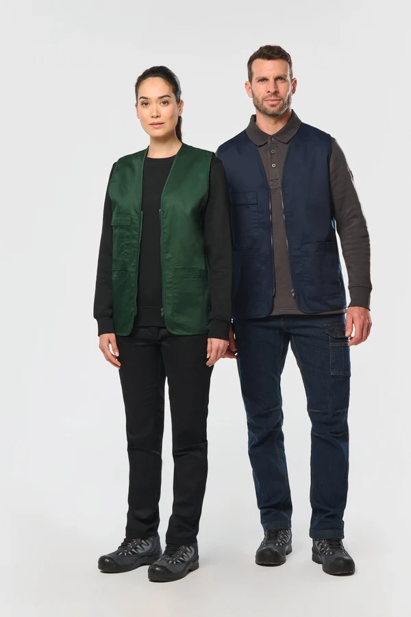 Unisex-Weste aus Baumwollpolyester mit mehreren Taschen