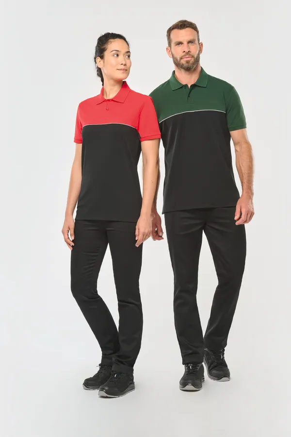 Zweifarbiges Kurzarm-Unisex-Polohemd