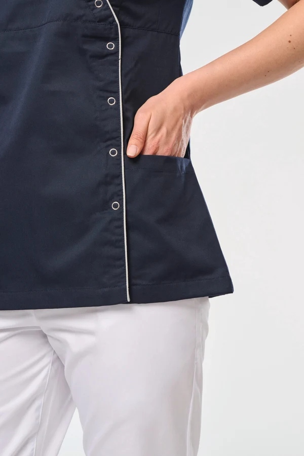 Damenkittel aus Baumwollpolyester mit Druckknöpfen