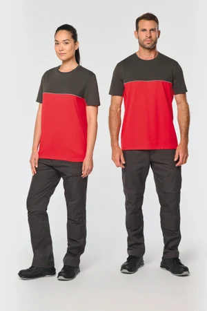 Zweifarbiges umweltfreundliches Unisex-T-Shirt mit kurzen Ärmeln