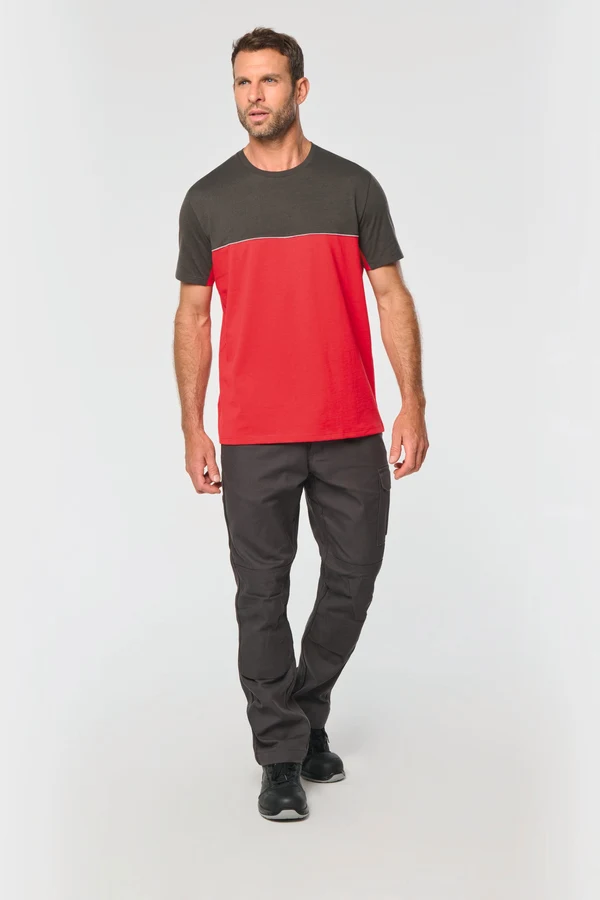 Zweifarbiges umweltfreundliches Unisex-T-Shirt mit kurzen Ärmeln
