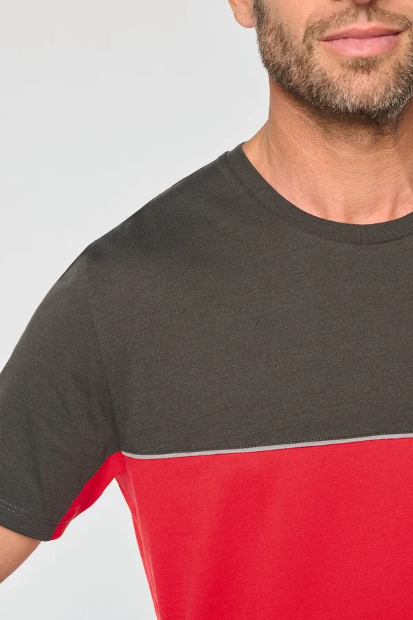 Zweifarbiges umweltfreundliches Unisex-T-Shirt mit kurzen Ärmeln