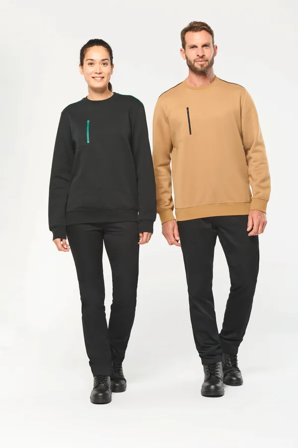 Day To Day Unisex-Sweatshirt mit kontrastfarbener zip Tasche