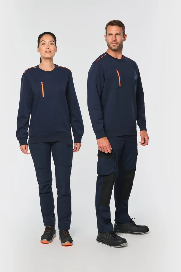 Day To Day Unisex-Sweatshirt mit kontrastfarbener zip Tasche