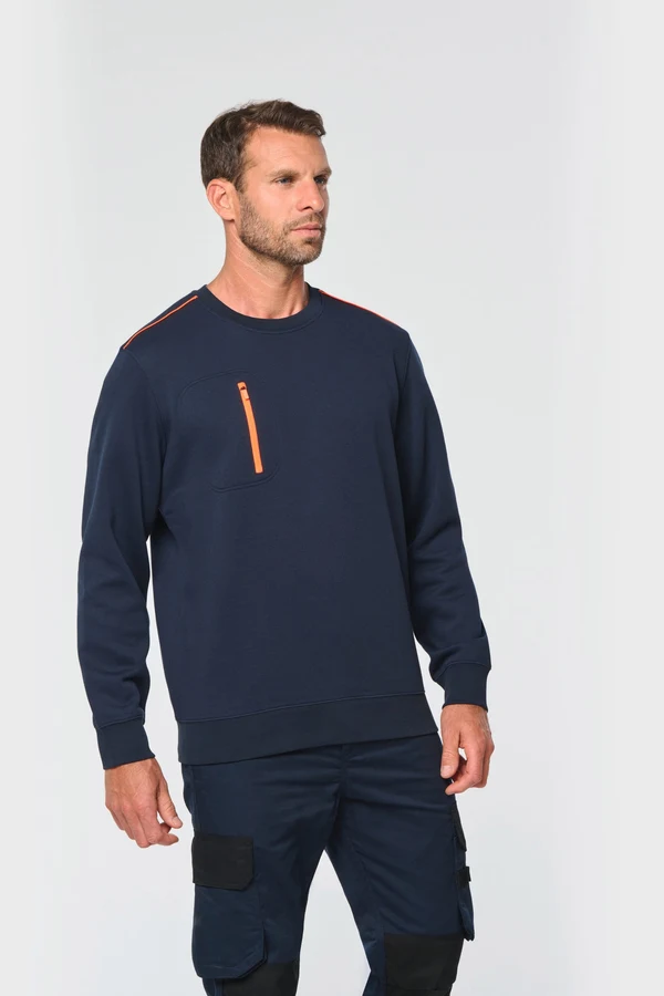 Day To Day Unisex-Sweatshirt mit kontrastfarbener zip Tasche