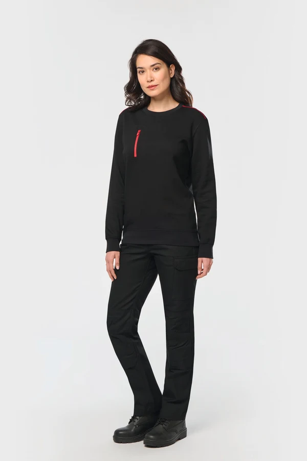 Day To Day Unisex-Sweatshirt mit kontrastfarbener zip Tasche