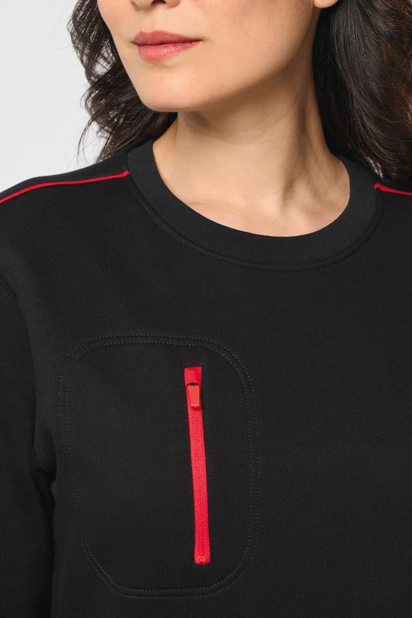 Day To Day Unisex-Sweatshirt mit kontrastfarbener zip Tasche