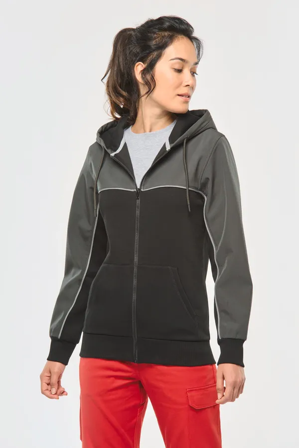 Umweltfreundliche, zweifarbige Molton-Kapuzenjacke mit Reißverschluss, Unisex