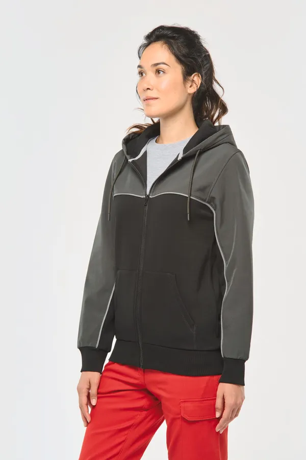 Umweltfreundliche, zweifarbige Molton-Kapuzenjacke mit Reißverschluss, Unisex