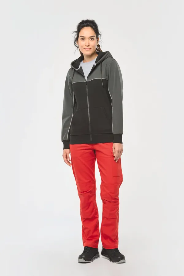 Umweltfreundliche, zweifarbige Molton-Kapuzenjacke mit Reißverschluss, Unisex