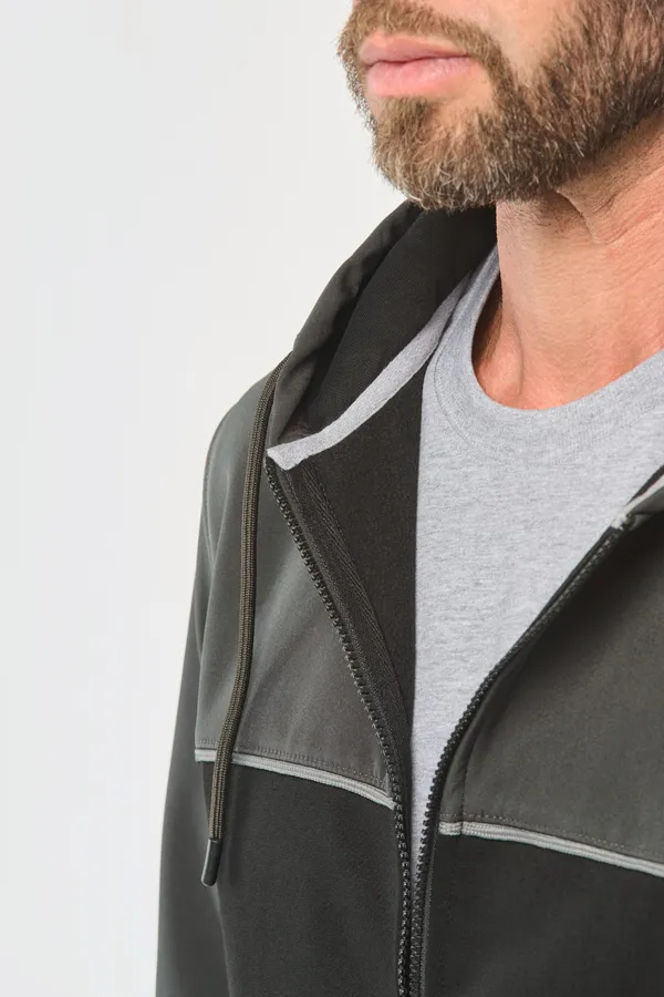 Umweltfreundliche, zweifarbige Molton-Kapuzenjacke mit Reißverschluss, Unisex