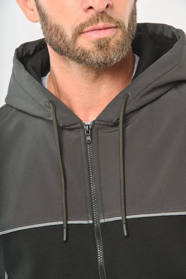 Umweltfreundliche, zweifarbige Molton-Kapuzenjacke mit Reißverschluss, Unisex