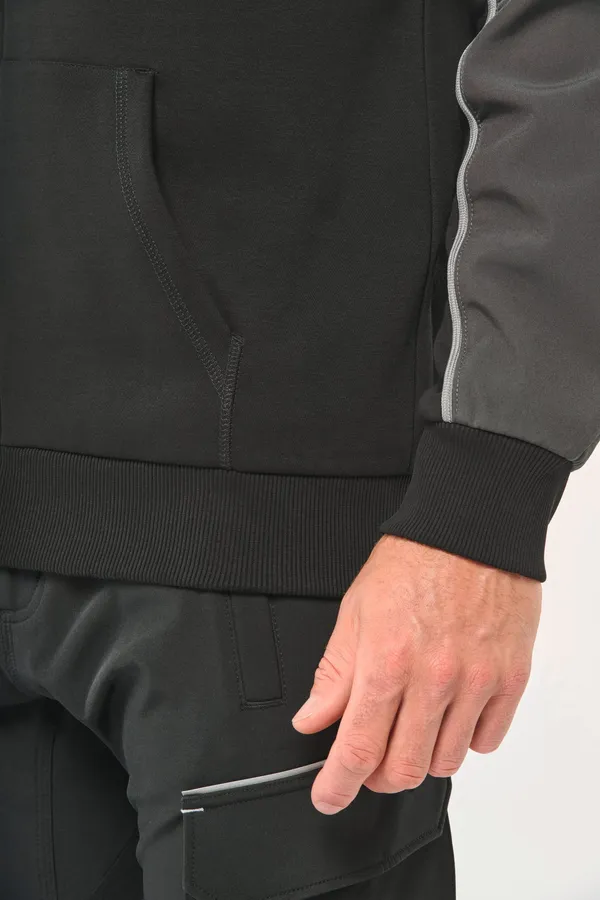 Umweltfreundliche, zweifarbige Molton-Kapuzenjacke mit Reißverschluss, Unisex