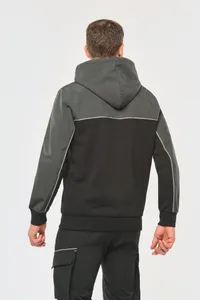 Umweltfreundliche, zweifarbige Molton-Kapuzenjacke mit Reißverschluss, Unisex