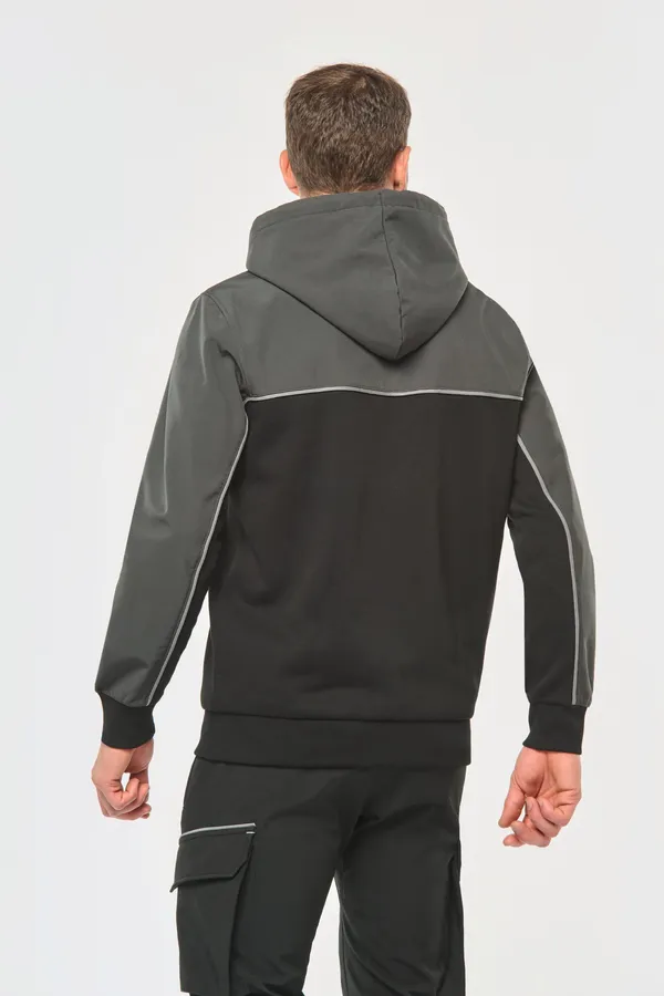 Umweltfreundliche, zweifarbige Molton-Kapuzenjacke mit Reißverschluss, Unisex