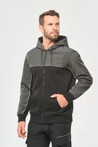 Umweltfreundliche, zweifarbige Molton-Kapuzenjacke mit Reißverschluss, Unisex