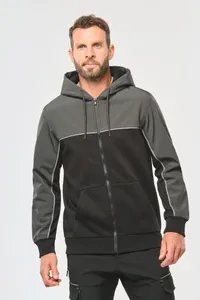 Umweltfreundliche, zweifarbige Molton-Kapuzenjacke mit Reißverschluss, Unisex