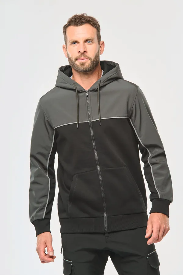 Umweltfreundliche, zweifarbige Molton-Kapuzenjacke mit Reißverschluss, Unisex