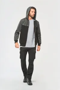 Umweltfreundliche, zweifarbige Molton-Kapuzenjacke mit Reißverschluss, Unisex