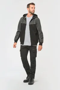 Umweltfreundliche, zweifarbige Molton-Kapuzenjacke mit Reißverschluss, Unisex