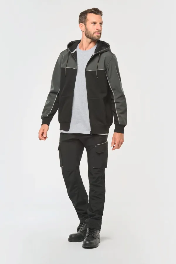 Umweltfreundliche, zweifarbige Molton-Kapuzenjacke mit Reißverschluss, Unisex