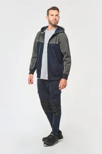 Umweltfreundliche, zweifarbige Molton-Kapuzenjacke mit Reißverschluss, Unisex
